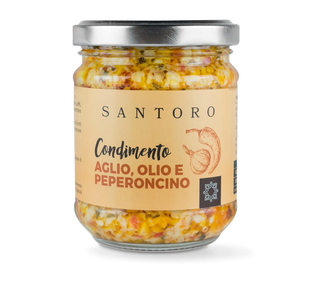 Condimento aglio, olio e peperoncino